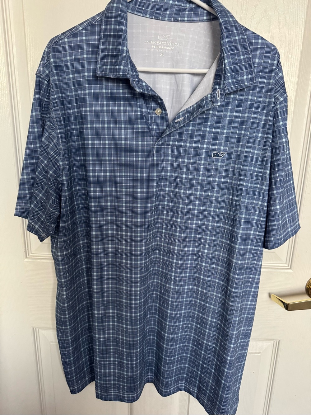 Vineyard Vines Blue Plaid Performance Polo